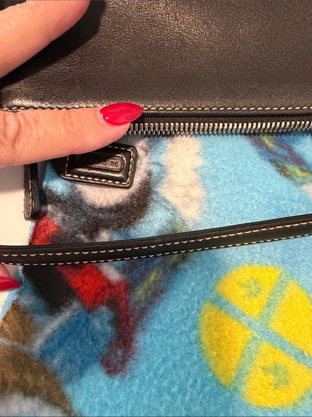 Coach Black Leather Mini Shoulder Bag with Contrast Stitching